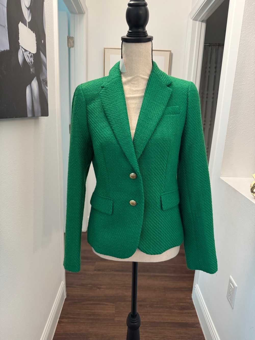 J. Crew Emerald Green Textured Two-Button Blazer